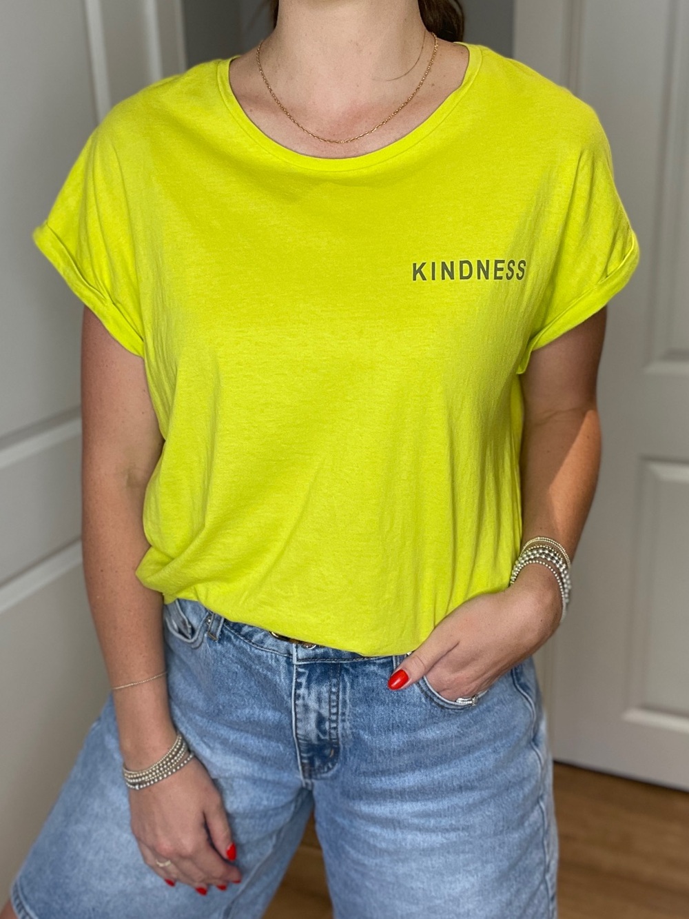 Women’s Short Sleeve 'Kindness' Tee in Neon Yellow